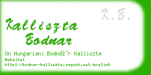 kalliszta bodnar business card